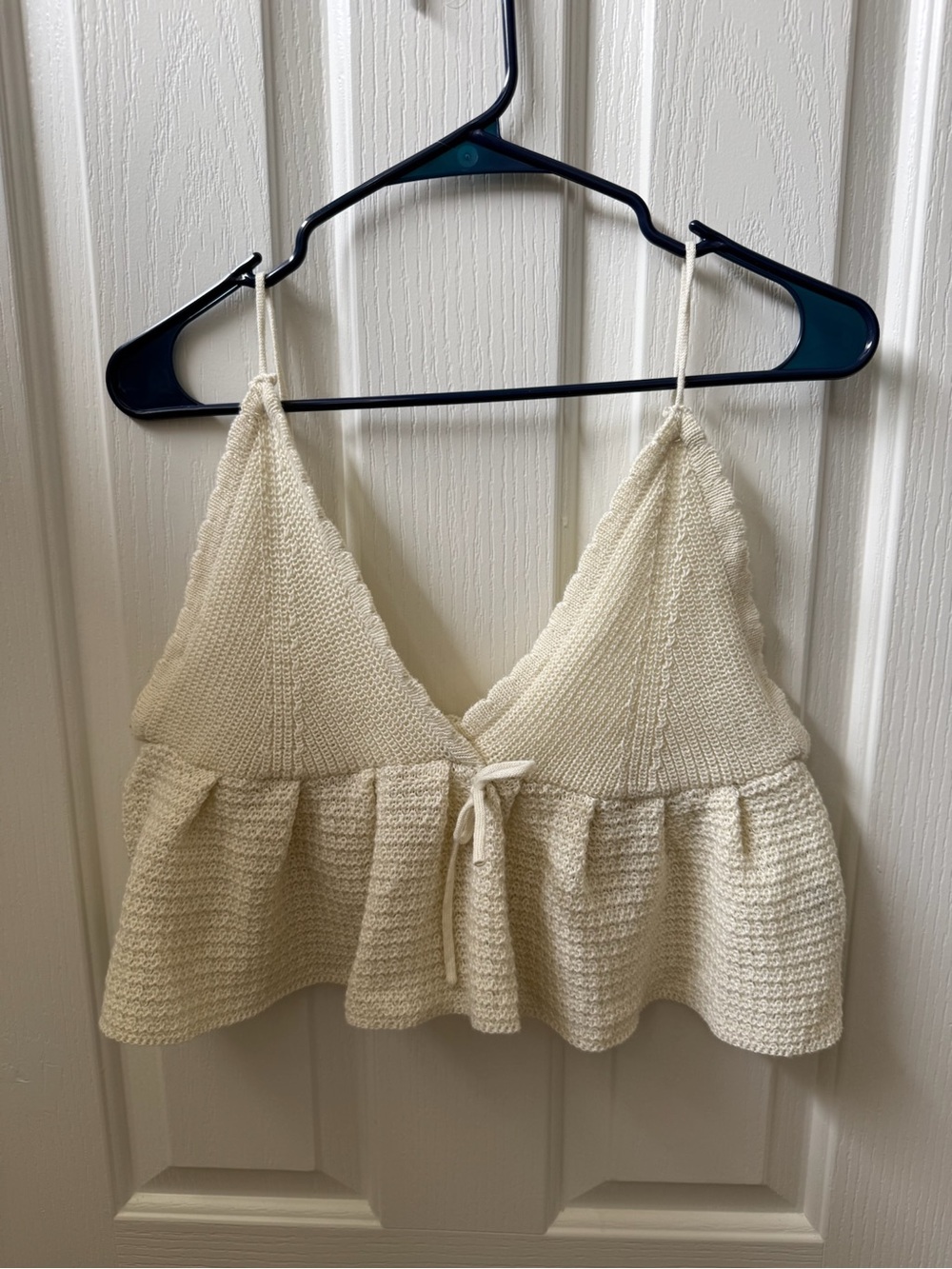 Cream Knit Peplum Crop Top